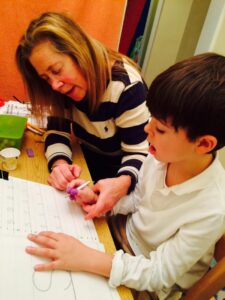 Child working on handwriting